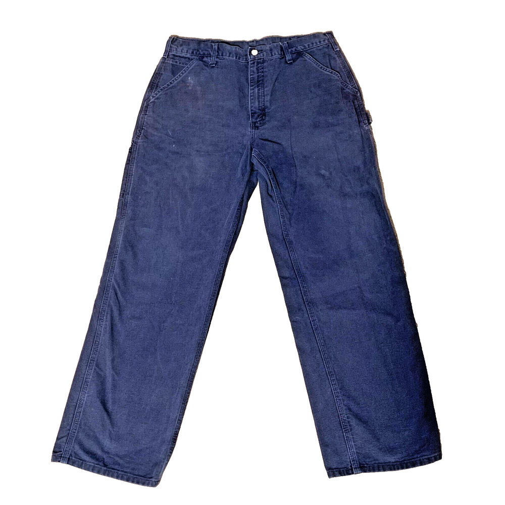 Carhartt Loose Fit Duck Utility Pants B11 MDT 36x32 Canvas Mens Blue Carpenter